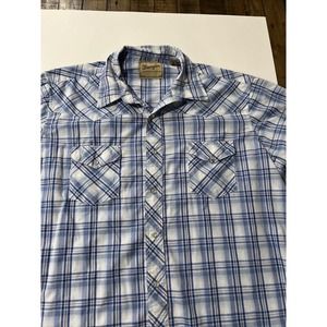 Wrangler Pearl Snap Western Shirt 2XLBig Blue Plaid (2B)